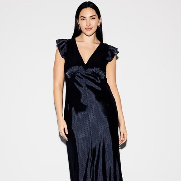 Old Navy Flutter Sleeve Maxi - Navy Blue - Picture 1 of 9